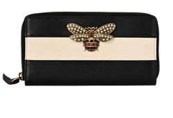 Gucci Queen Margaret Zip Around Wallet,Leather,Black/White,1147,DB/B,2*